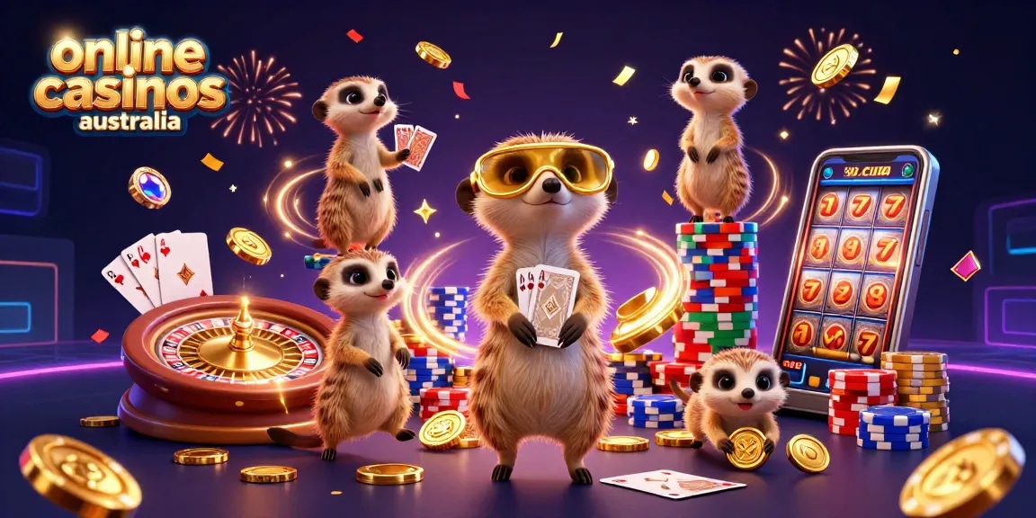 Experience exciting gameplay while exploring online casinos australia through a lively meerkat casino scene.