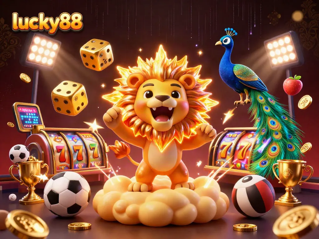 Spin lucky88 for big wins in this vibrant casino scene filled with thrilling game elements!