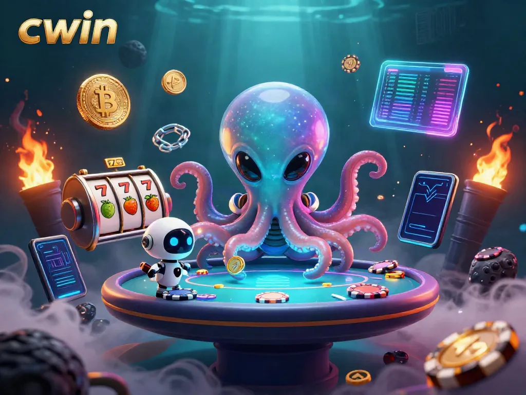 Engage in thrilling gameplay with CWIN’s alien-themed poker table featuring a vibrant, cosmic backdrop.