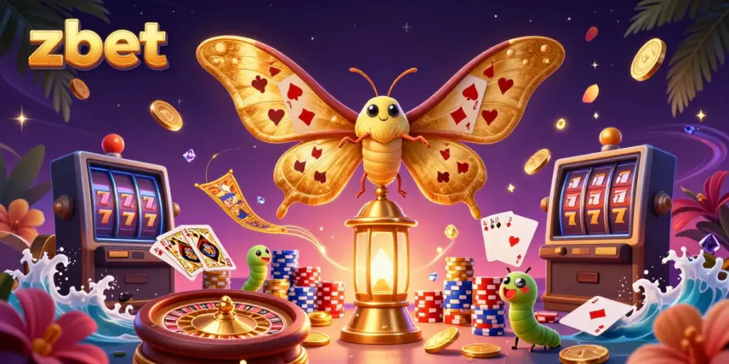 Experience thrilling gameplay with ZBET, featuring vibrant casino elements and a golden 3D rendering.
