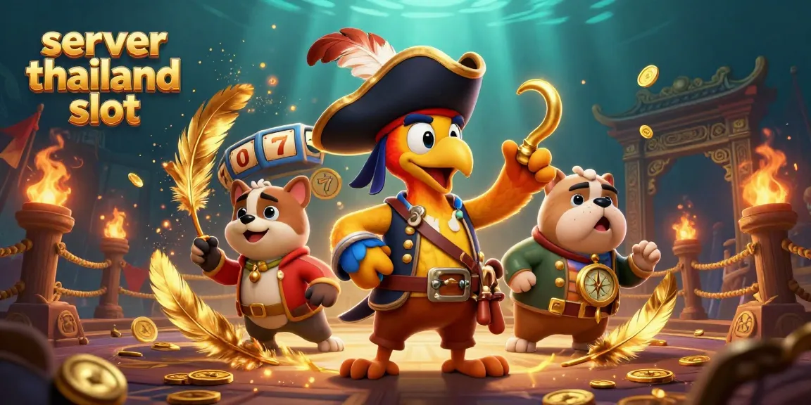 Experience thrilling gameplay at server thailand slot with a pirate captain, bulldog mate, and navigator cat in dynamic action.
