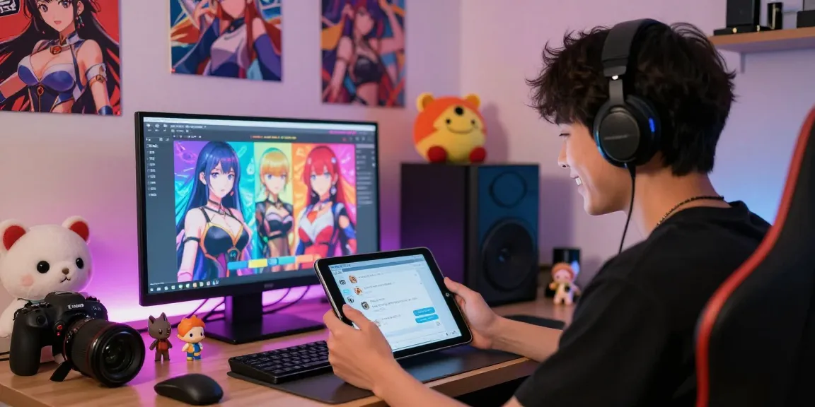 Ecchi AI chat interaction scene with vibrant characters and gaming atmosphere