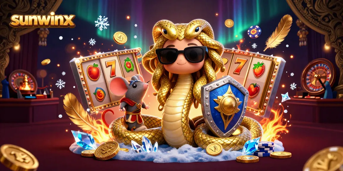 Join the fun with sunwinx as Medusa and a warrior mouse engage in thrilling casino games.